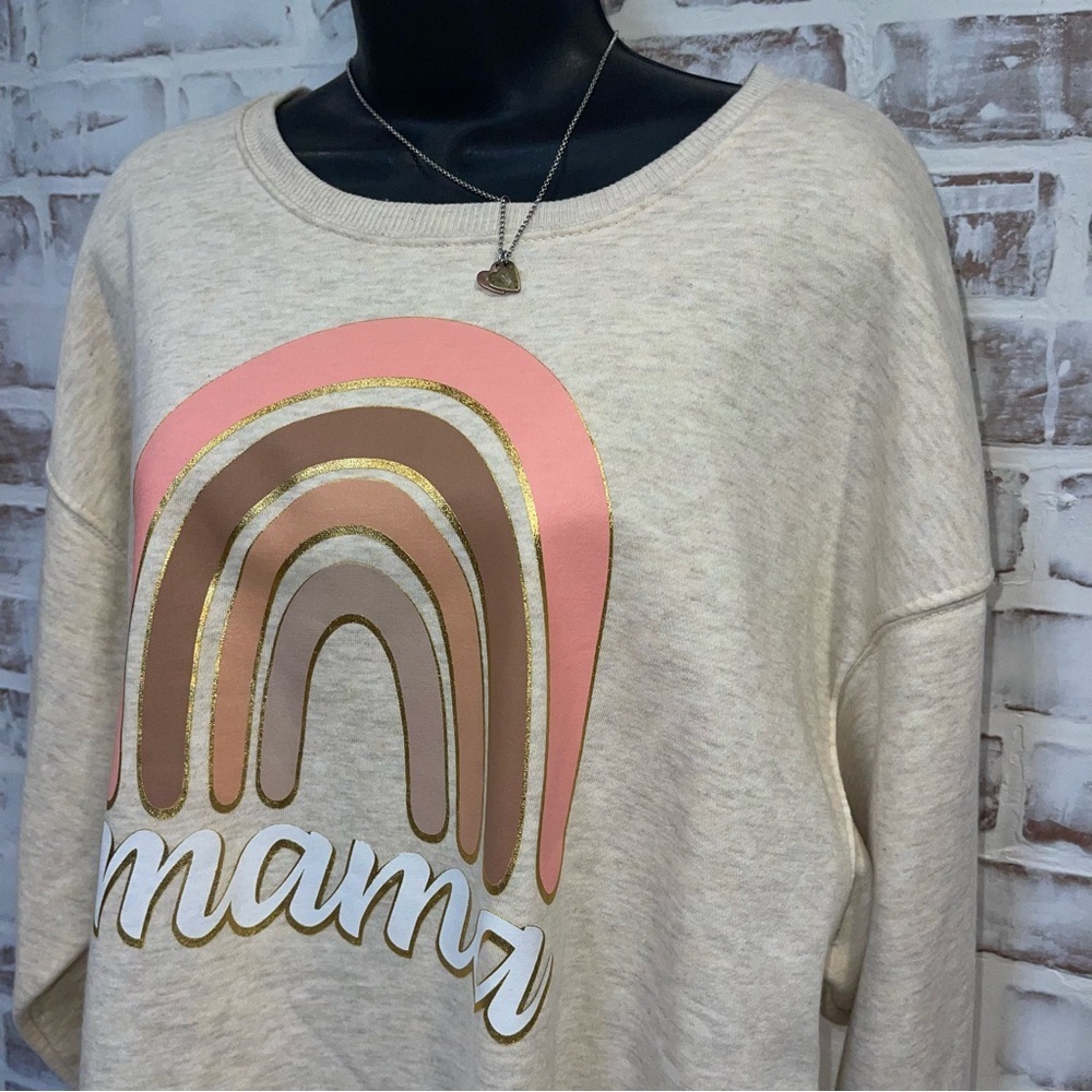 Positive tees Cream Rainbow 'Mama' Sweatshirt Womens XL - Picture 2 of 7
